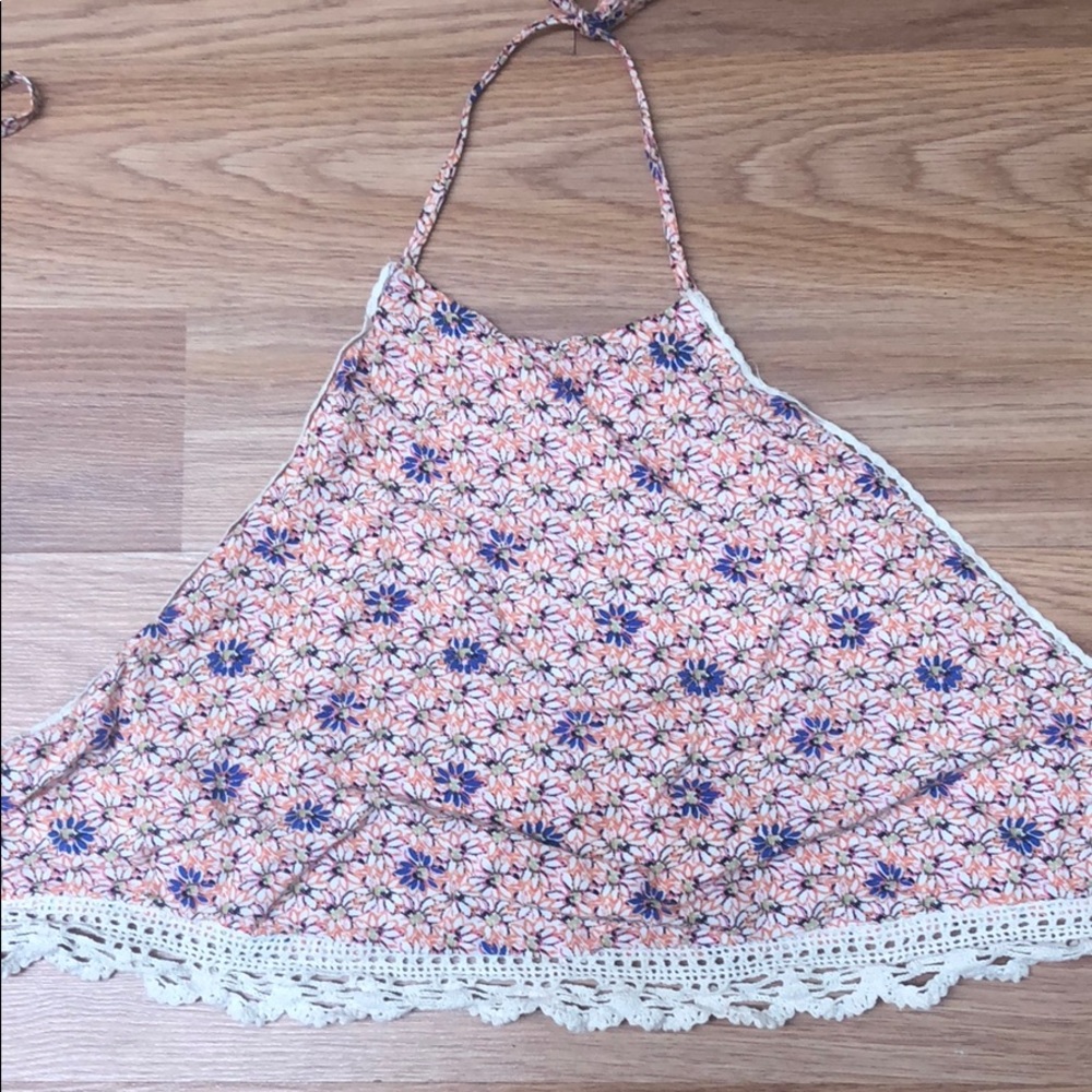 Floral tie back halter top